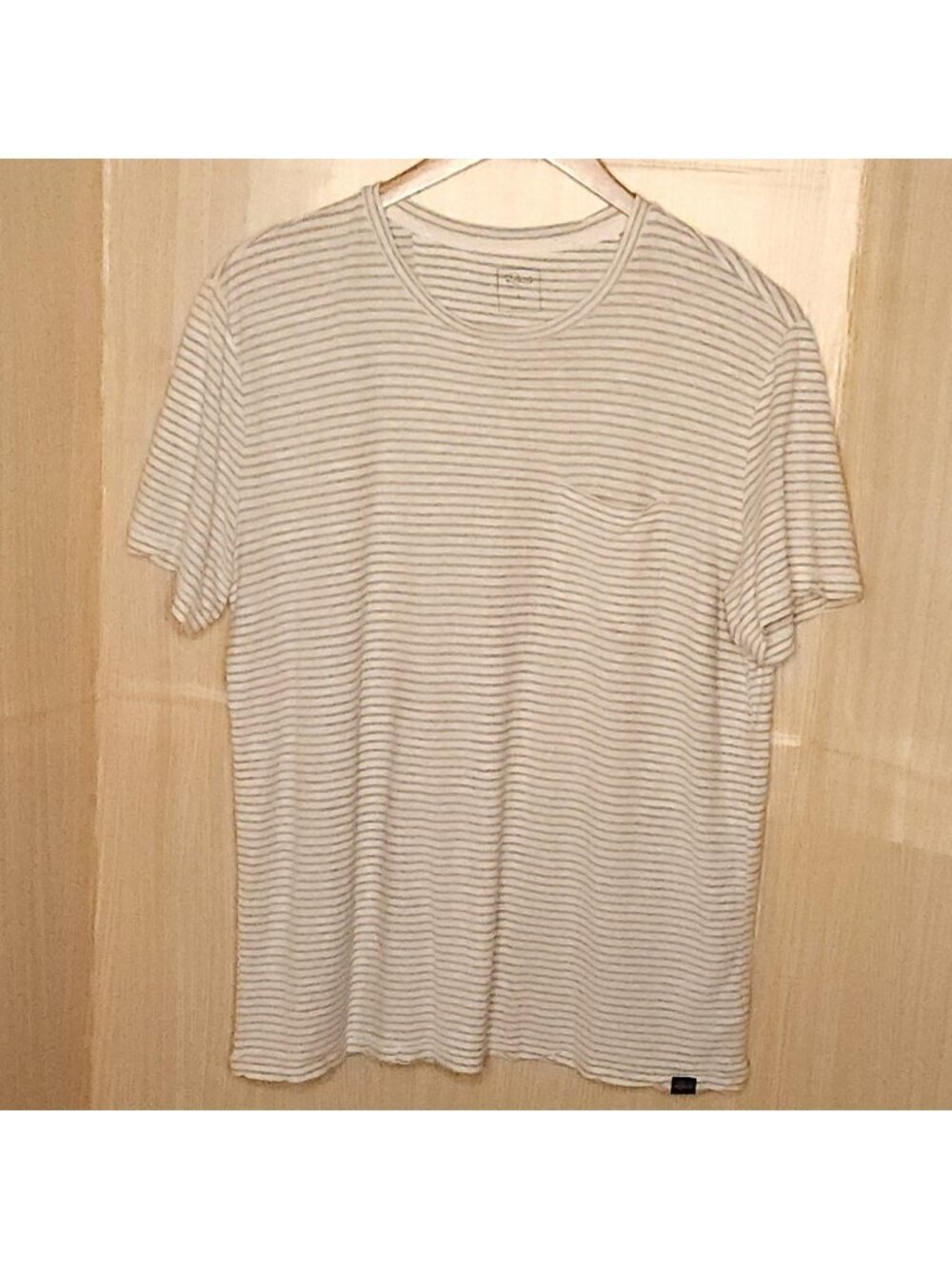 Rails Mens Grey Cream Valencia Stripe Hemp Cotton Short Sleeve Shirt Large